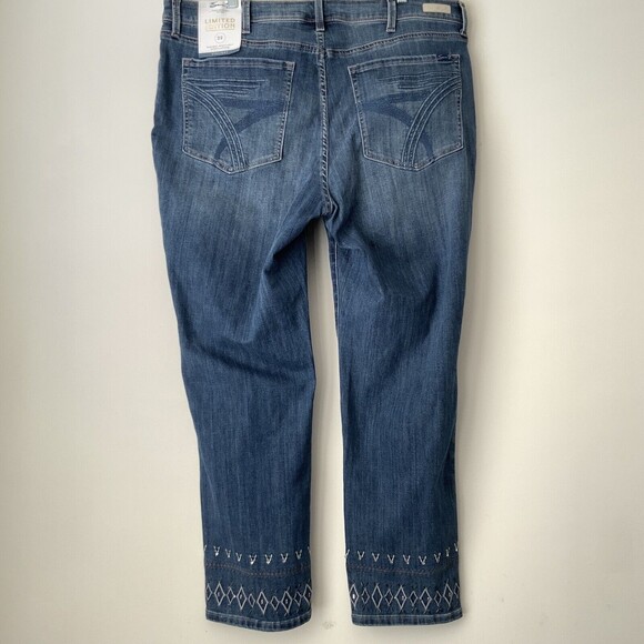 Seven7 Embroidered Hem Limited Edition Straight Leg Jeans Blue 22 - Picture 3 of 11